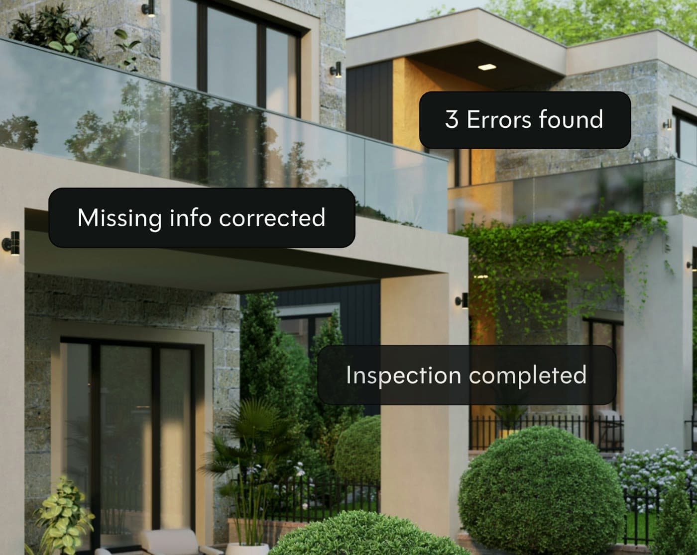 A Permitable submission: three errors found, missing info corrected, inspection completed